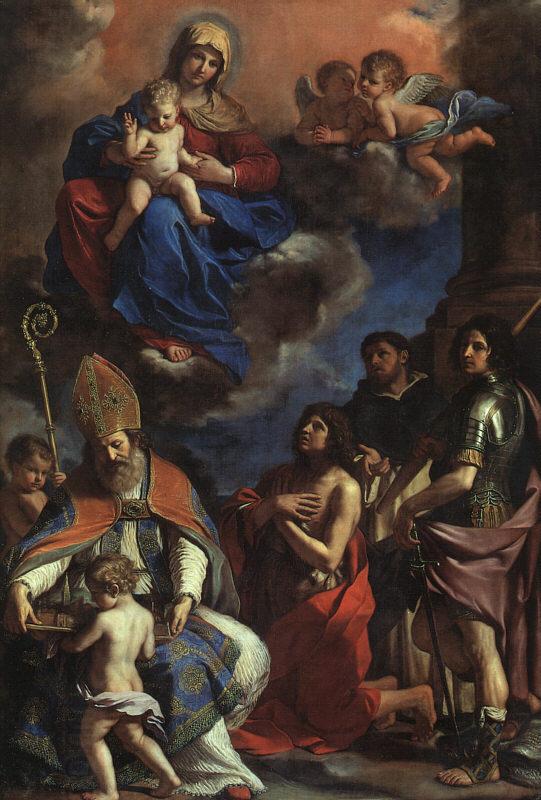  Giovanni Francesco  Guercino Virgin and Child with the Patron Saints of Modena China oil painting art